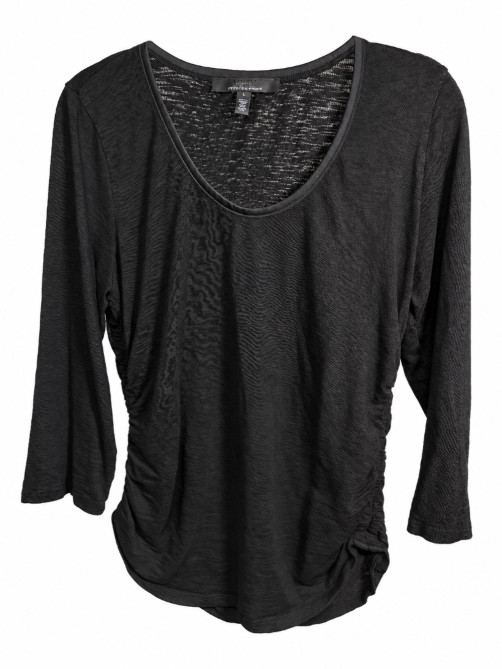 White House Black Market - Black Ruched 3/4 Sleeve Top – Size L
